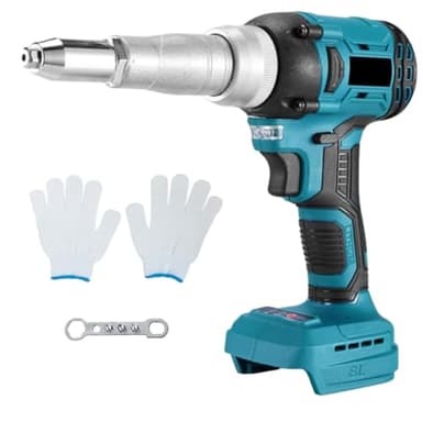 Akku Nietzange Kompatibel mit Makita 18V, 20,000N Nietpistole Bürstenlose Elektrische Popnietenzange, LED Automatischer Nietmutter Handwerkzeug für 2.4-4.8mm Blindnieten (Ohne Batterie)