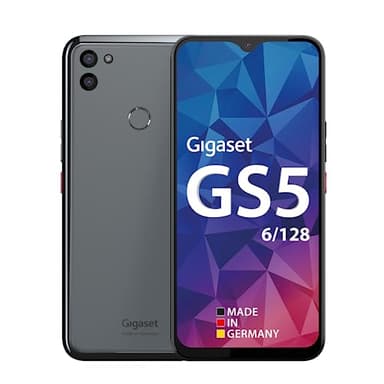 Gigaset GS5 PRO - Smartphone - 64MP Kamerasystem - 4500mAh Wechsel-Akku - 6,3" Full HD+ V-Notch Display - gehärtete Glasrückseite - kabelloses Laden - 128GB + 6GB RAM - Android 13, grau