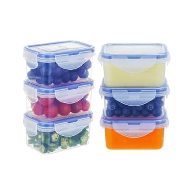 EASYLOCK 6er-Set 180ML Kleine Dosen mit Deckel Plastik Eisbehälter für Speiseeis Gefrierdosen Klein Mikrowellengeschirr Kimchi Behälter Snackbox