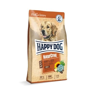 Happy Dog 60517 – NaturCroq Rind & Reis – Trockenfutter mit heimischen Kräutern für ausgewachsene Hunde – 15 kg Inhalt