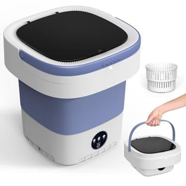 Mini Waschmaschine, 12L 2 in 1 Camping Waschmaschine Klein mit Abnehmbarer Trockenkorb, 3 Modi Tiefenreinigung Portable Mini Washing Machine,Reisewaschmaschine für Unterwäsche, Babykleidung (Lila)