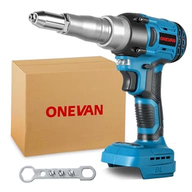 ONEVAN Akku Nietzange, 20,000N Nietpistole Bürstenlose Automatischer Elektrische Popnietenzange für Makita 18V, für 2.4-5.0 mm Blindnieten, Hub 18mm (ohne Batterien)