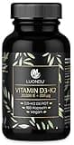 Luondu Vitamin D3 20.000 I.E + Vitamin K2 MK7 200 mcg Depot (Hochdosiert & Vegan) hochdosiert I Ohne Zusätze, Hergestellt in DE (180 Kapseln)