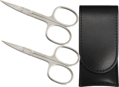 2x Solingen Nagelschere Edelstahl Chrom – Extra scharf mit gebogener Schneide Echt-Leder Etui