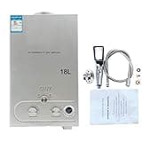 Cozyel Tragbarer Gas Durchlauferhitzer 18L 36KW Propangas Campingdusche für Dusche im Außenbereich Dusche Bad Warmwasser Camping Dusche LPG Warmwasserbereiter Warmwasser Tankless Instant,Silber