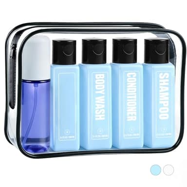 GearTrusT Reiseflaschen Zum Befüllen und Sprühflasche Klein, TSA-genehmigte 100ml Flaschen Handgepäck mit Flip-Top-Deckel, auslaufsicher nachfüllbar, kleine Kunststoff Squeeze Behälter (5er Pack)