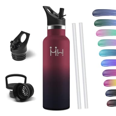 HoneyHolly Trinkflasche Edelstahl, 750 ML BPA-Frei, Thermosflasche, Auslaufsichere Isolierflasche Doppelwandig, Wasserflasche, Thermoskanne, mit Strohhalm, Trinkflasche Kohlensäure Geeignet