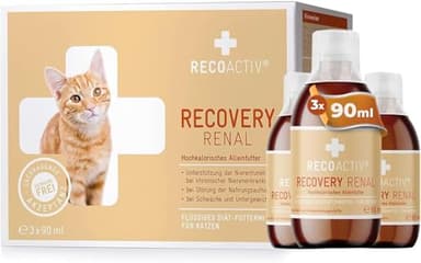 RECOACTIV Recovery Renal für Katzen, 3 x 90 ml, hochkalorisches Diät-Alleinfuttermittel bei Nierenfunktionsstörungen und erhöhtem Energiebedarf in der Rekonvaleszenz, zur Gewichtszunahme