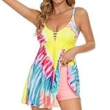 Damen-Badekleid, Zwei Badeanzug, Bauchbad, Schwimmen, Druck, mit Boyshorts, Kontrolle, Blumenstück, Anzüge, Badebekleidung, Tankinis-Set T Shirt Test Stiftung Warentest (Yellow, L)