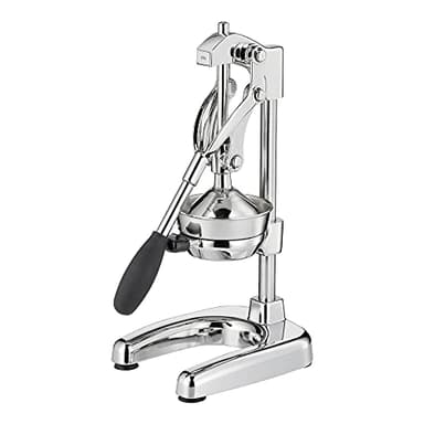 Cilio AMALFI Saftpresse Manuell | rostfreier Edelstahl | Zitruspresse Handpresse für 25% mehr Saft | geringer Kraftaufwand | Profi Fruchtpresse | 20 × 23,5 × 44 cm, Chrom