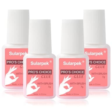 Sularpek Nagelkleber - 4 Stück Nail Glue, Extra Stark für Kunstnägel, Tips & Gel Nägel, mit Pinsel, für Haus & Salon