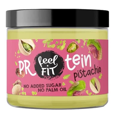 Feel Fit Protein Pistaziencreme, cremiger 24% Protein Brotaufstrich Ohne zucker, Ohne Palmöl, Zuckerarme & vegarisch, ideal auf Brot & für Desserts, low carb & keto 200g