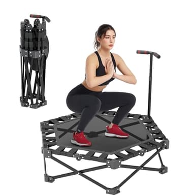 RDTOK Fitness Trampolin Klappbar, Mini Trampolin Indoor 106cm mit 3-Fach Höhenverstellbarem Griff, Extra Stabiler X-Rahmen 275kg Tragkraft Minitrampolin für Erwachsene