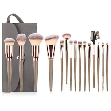 YPYMOD 15 Stück Pinselset Makeup Professionelles Make up Pinsel set, Highlights, Konturen, Pinsel in Reisegröße, Mit Dunkelgrau Schminktasche