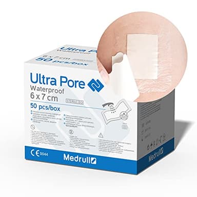 Medrull 100% Wasserfestes Wundpflaster 6 x 7 cm Wasserfestes Pflaster - Steril, Transparent, Starker Halt - Schützt bei Schnittwunden & Kratzer - Ideal zum Duschen, Sport, Baden 50 Stück