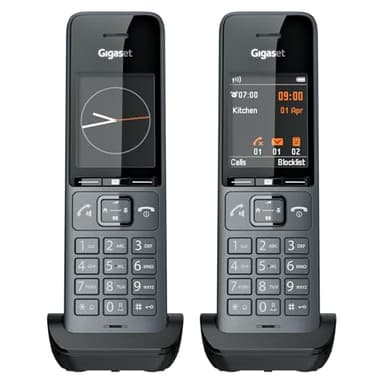 Gigaset Comfort 520HX Duo - 2 DECT-Mobilteile mit Ladeschale - Fritzbox-kompatiel, Schnurloses Telefon für Router & DECT-Basis, titan-schwarz [Kompatibel in DE, IT, FR, NL, BE, CHE, AUT] [Ohne Basis]