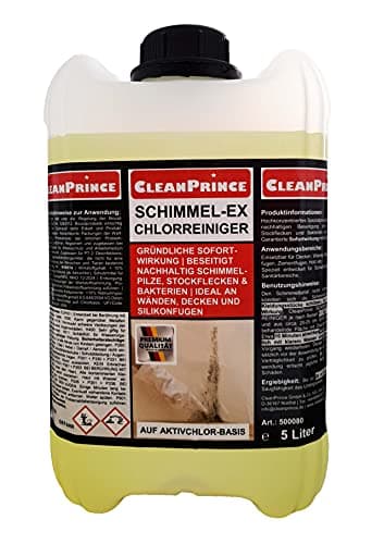 Cleanprince 5 Liter Schimmel - Ex Chlorreiniger | Schimmelex Schimmelentferner chlorhaltig Schimmelstop Schimmelex Stockflecken Grünspan Schimmelpilze Kältebrücke Reiniger Schimmelreiniger