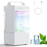 Klimaanlage Mobil, Mini Klimaanlage mit 900ml Wassertank, luftkühler mit 3 Windgeschwindigkeiten & Sprühmodus, 90° Oszillation, 2-4h Timer, USB-C-Anschluss, Mobile Klimaanlage für Zuhause Camping