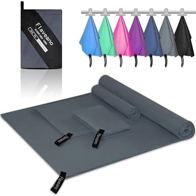 Flaveano Mikrofaser Handtuch Schnelltrocknend, Reisehandtuch 3er Set (180x90cm, 80x40cm, 50x30cm), Outdoor Handtuch, Badetuch, Handtücher, Sporthandtuch, Strandtuch