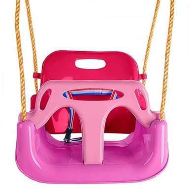 KRUMAD Kinderschaukel Indoor & Outdoor, 3-in-1 Baby Schaukel, Verstellbare Seile 110-210 cm, Belastbar bis 60 kg, Babyschaukel mit Sicherheitsgurt, Kleinkind Schaukel, Rosatöne
