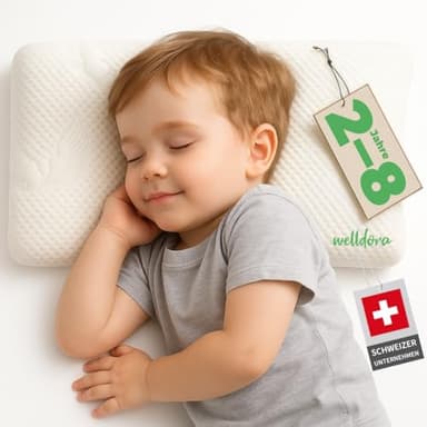 Welldora Kinderkissen Memory Foam 30x50 cm – ergonomisches Kopfkissen für Kinder (2–8+ Jahre), mitwachsend, atmungsaktiver 3D-Tencel-Bezug, Oeko-TEX® Zertifiziert, sicher, waschbar & kuschelig weich