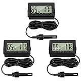 Thlevel Mini LCD Digital Thermometer Hygrometer Temperatur Luftfeuchtigkeit Tester mit externem Sensor für Kühlschrank Gefrierschrank 3 Stücke