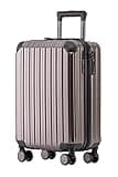 Münicase M816 TSA-Schloss, Dehnungsfuge, Teleskopgriff, Reisekoffer mit 4 Rollen, Hartschale, Kabinentrolley 55cm, Coffee