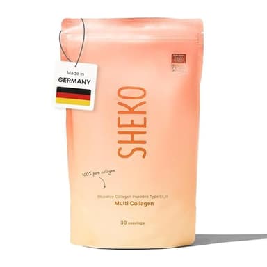 SHEKO Premium Kollagen Pulver 450g - Natürliches Bioaktives Kollagen Hydrolysat - Peptide Typ 1, 2, 3 - Collagen Pulver - Reinste Qualität - Optimale Löslichkeit - Proteinpulver - Made in Germany