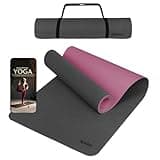 ALPIDEX Yogamatte rutschfest 190 x 61 x 0.6 cm | 190 x 90 x 0.6 cm E-Book Phthalatfreie Fitness TPE Matte Gymnastik Turnen Pilates Sport Yoga Trainingsmatte, Grey/Pink, 190 x 90 x 0.6 cm