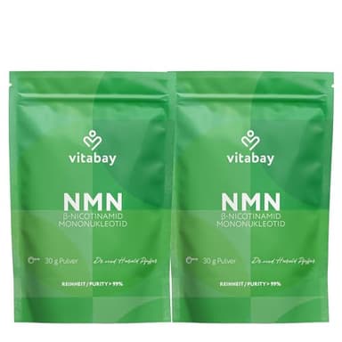 Vitabay NMN Pulver I Nicotinamid-Mononukleotid in Forschungsqualität I NMN Nicotinamide Mononucleotide mit 99,9% Reinheit I Hochdosiert & hochwertig