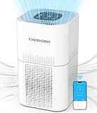 FRESHDEW Luftreiniger Allergiker für Wohnung Raucherzimmer mit Wi-Fi und APP, CADR 300m³/h für 100m², 4-Stufen Luftfilter Staub Gerüche Schimmel, Digitale Luftqualität, HEPA 13 Air Purifier 24dB, Weiß