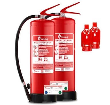FireLoq 2X 6L Schaumlöscher 27A | 233B mit Prüfnachweis, Wandhalter und Manometer