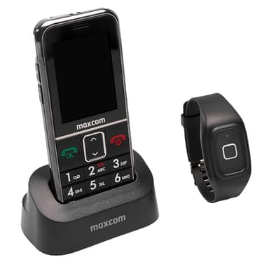 MaxCom MM735BB: Seniorenhandy mit wasserdichtem Notrufarmband und GPS Ortung ohne Vertrag, Hausnotruf Handy für Senioren, Helpline Firmware