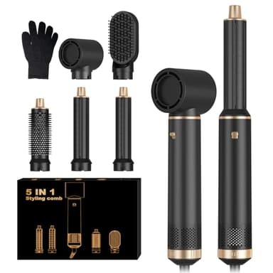 5 in 1 Hair Styler Air Styler, 1000w Föhnbürste Set mit Air Lockenstab,Professioneller Haarstyling Geräte, Ionen Haarstyler Rundbürstenföhn für Haar Volumen,Trocknen,Glätten