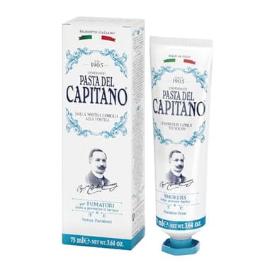Pasta del Capitano 1905, Raucherzahnpasta, Speziell für Raucher entwickelt, Bekämpft Zahnsteinbildung, Frischer Pfefferminzgeschmack, 100% Made in Italy, 75 ml Tube