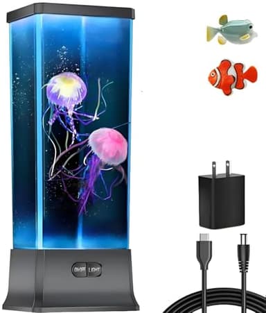 COLORLIFE Quallenlampe elektrische Quallen Tank-tischlampe mit Farbwechsel licht-Aquarium, Nachtlicht für Wohnzimmer, Schlafsäle Geschenk Men Home Deco für Zimmer Mood Light für Relax qualle schwarz