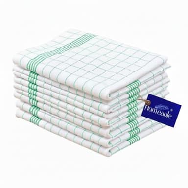 Homeable Küchentücher 10er Set 50x70 cm – 100% Geschirrtücher Baumwolle, super saugstarke Oeko Tex® Zertifiziert - in Mintgrün weiß kariert – langlebige Gastronomiequalität waschbar bis 90°C