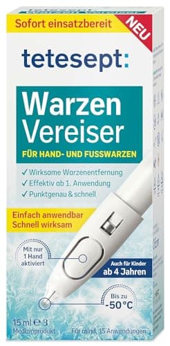 tetesept Warzen Vereiser 15 ml - Zur Behandlung von Warzen an Händen und Füßen - Schneller und effektiver Vereiser für min. 15 Anwendungen