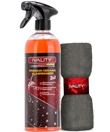 IVALITY® 2in1 Glasreiniger Auto mit Scheibenversiegelung 750ml – Auto Scheibenreiniger mit Lotus-Effekt, Nano-Beschichtung, wasser- & schmutzabweisendes Autoscheiben Reiniger Spray