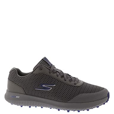 Skechers Herren Elite 5 Range Relaxed Fit Wasserdichter Golfschuh Ohne Spikes Sneaker, Charcoal Textile/Navy Trim, 43.5 EU