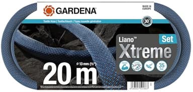 Gardena Liano Xtreme 1/2 Zoll, 20m Set: Extrem robuster Gartenschlauch aus Textilgewebe, mit PVC-Innenschlauch, leichtgewichtig, wetterbeständig (18470-20)