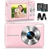 CAMKORY Digitalkamera Fotokamera FHD 1080P 44MP Kompaktkamera 16X Digitalzoom Fotoapparat Digitalkamera Klein Einfache Bedienung Selfie mit 2 Akku für Kinder Anfänger Mädchen
