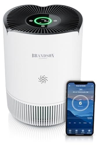 Brandson - Luftreiniger Allergiker 50 m² - Preisträger 2025 - CADR 180 m³/h - Air Purifier - Smart Home mit App - 4 Filterstufen HEPA Aktivkohle – Tierhaare Pollen Staub Schimmel Viren Raucherzimmer