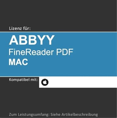 Lizenz für ABBYY FineReader PDF für MAC I 2026 I 1 Gerät I 1 Jahr I Vollversion | macOS | Lizenzcode per Post o. E-Mail von softwareGO (E-Mail vorab (i.d.R. in 24 Std.) + Post)