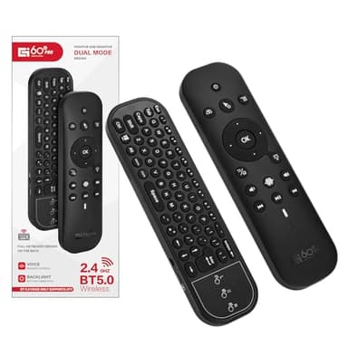 GREVA Fernbedienung mit Tastatur und Maus - Kabellose Bluetooth Fernbedienung TV Ersatz mit IR-Lernfunktion für Android Smart TV Box, Projektor, HTPC