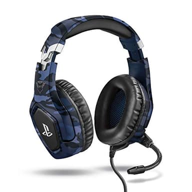 Trust Gaming Headset GXT 488 Forze-B - Offiziell Lizenziert für PlayStation - PS4 und PS5 Headset mit Klappbarem Mikrofon und Einstellbarem Kopfbügel, 3.5mm, Over-Ear Kopfhörer mit Kabel - Blau
