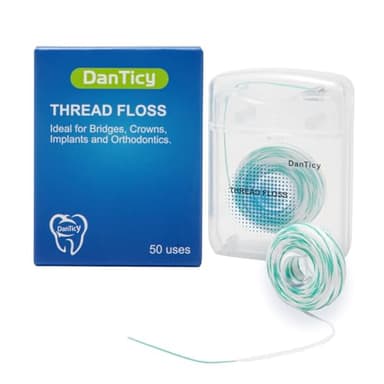 840D Fluffy Floss Threaders, Deep Clean Zahnseide für Zahnspangen, Brücken und Implantate, Super Floss Pre-Cut Strands und Mint Aroma, 50 Threaders (1Pack)