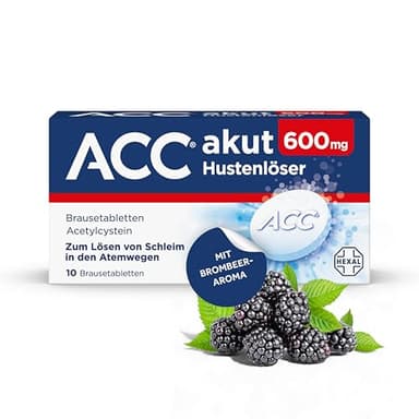 ACC® akut 600 mg Hustenlöser, 10 Brausetabletten, Brombeer-Aroma – löst festsitzenden Schleim, erleichtert das Abhusten und befreit so die Bronchien, nur 1x täglich