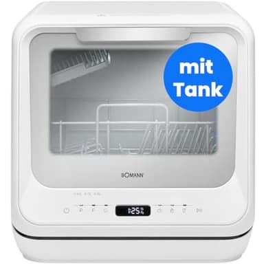 Bomann® Tischgeschirrspüler mit Tank | mit und ohne Wasseranschluss nutzbar | Mini Geschirrspüler leise | 36-70°C | 6 Programme | 42cm breit | Camping Spülmaschine | Mini Spülmaschine | TSG 5704
