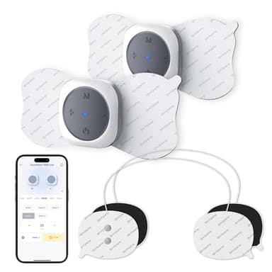 Comfytemp TENS Gerät Kabellos mit 2 Wireless Host,Schmerztherapie Kontrolle per Knopfdruck und App mit 30 Programme 20 Intensitätsstufen MassageGerät Muskelstimulator mit 4 Elektroden Pads K6122